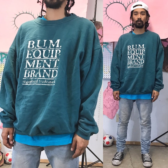 B.U.M. Equipment Vintage Crewneck Sweatshirt Green 1980s 1990s XL