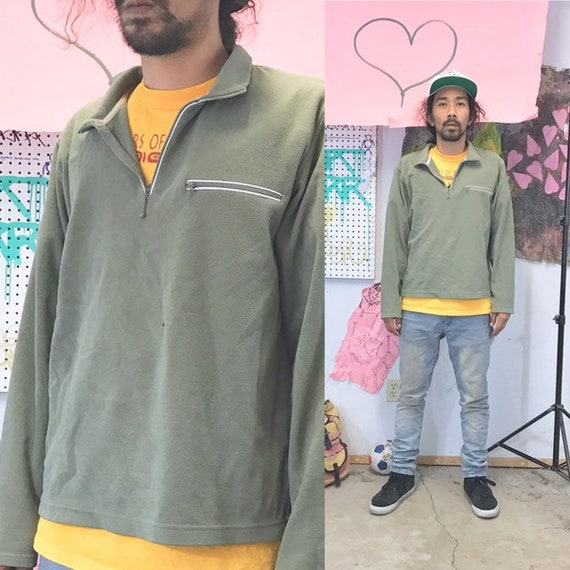 Vintage sweatshirts quarter zip green size large 1990s 1980s 90s 80s
