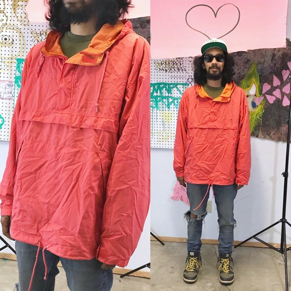 Vintage orange windbreaker hoodie from the 1990's the gap old navy y2k size large