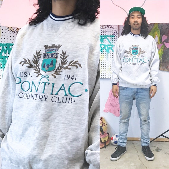Vintage sweatshirt country club 1990s 1980s size large grey blue