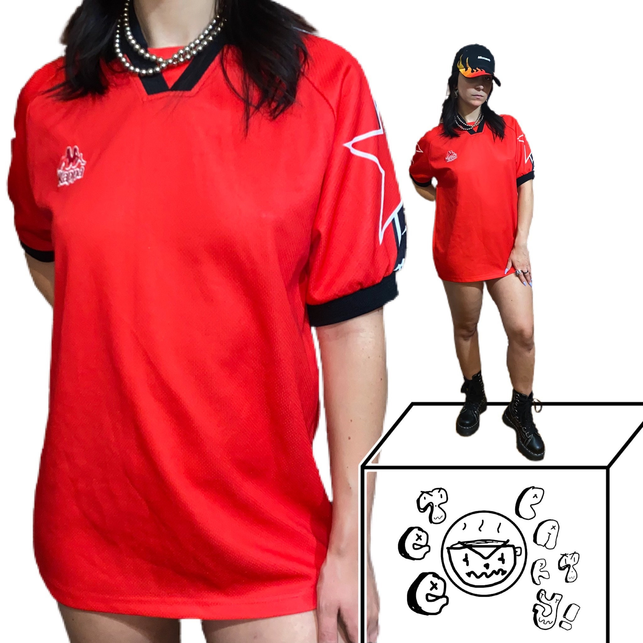 Vintage kappa soccer jersey 90s red vaporwave health goth Etsy