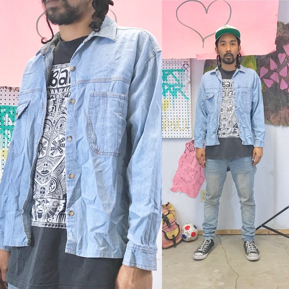 Vintage denim shirt long sleeve early 1990s size medium