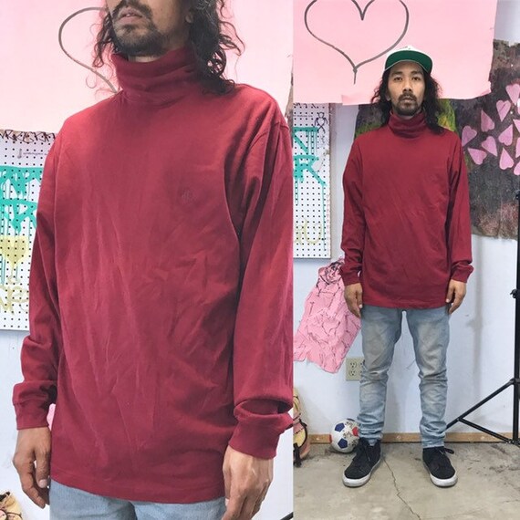 Vintage red turtleneck shirt brooks brothers 1990s 1980s size medium