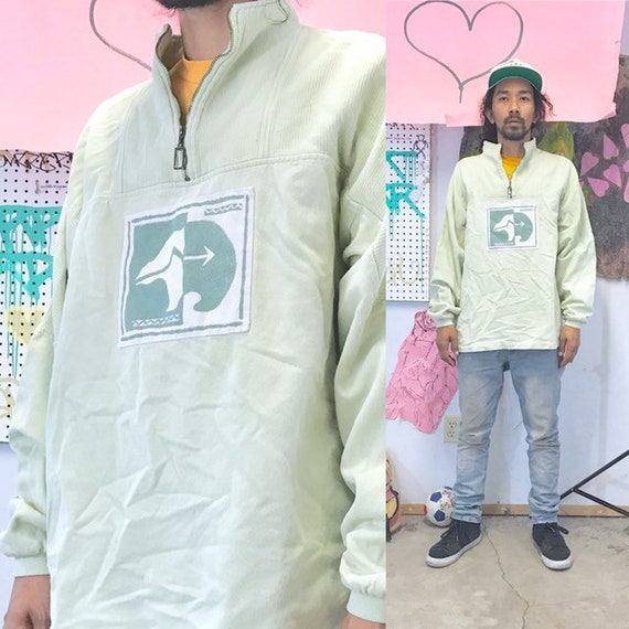Vintage sweatshirt quarter zip cotton 1990s 1980s bear garden mom