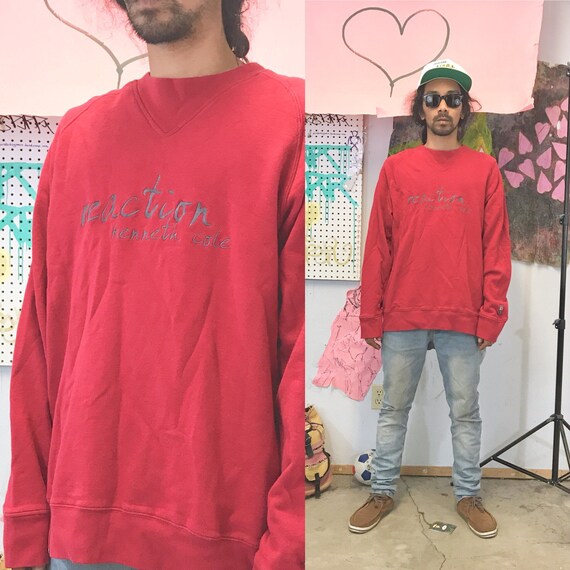 Vintage red sweatshirt kenneth cole reaction oversized size large late 90's y2k