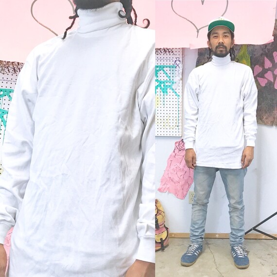 Vintage turtleneck shirt early 1990's white turtleneck shirt 1980's size large