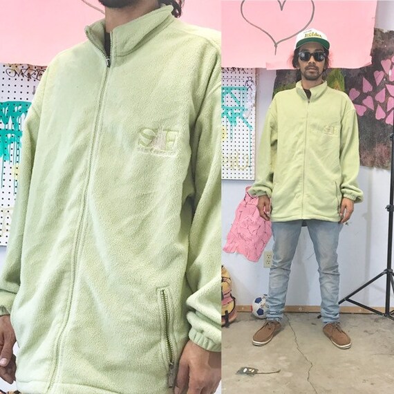 Vintage fleece sweatshirt green quarter zip 1990s 1980s size xl