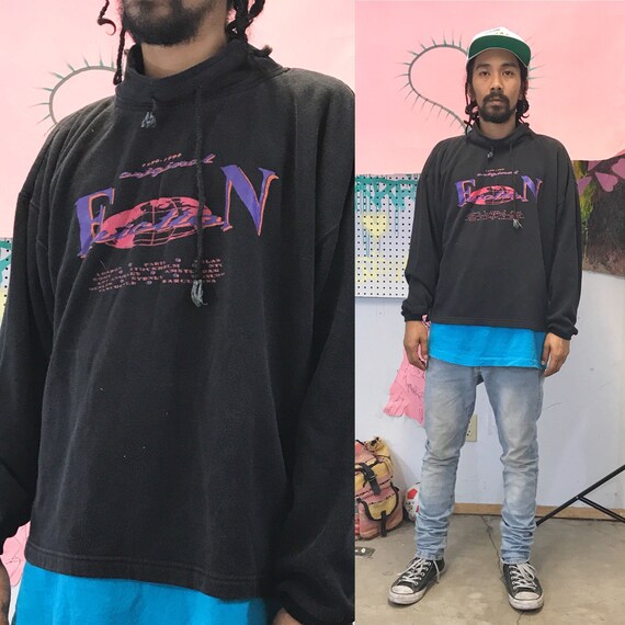 Vintage Friction Pullover Sweatshirt Black XL 1990s 1980s