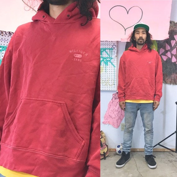 Vintage tommy hilfiger hoodie red 1980s 1990s size large