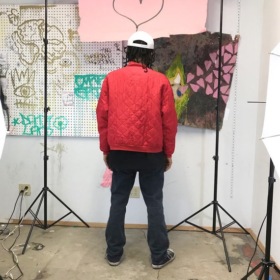Vintage silk bomber jacket 1980's 1990's red bomb… - image 4