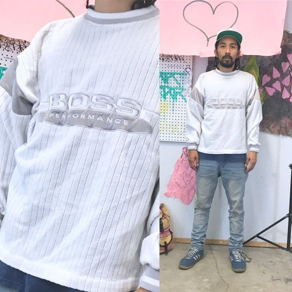 Vintage boss sweater acrylic size medium 1990s 1980s striped