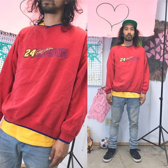 Vintage sweatshirt nascar jeff gordon red 1990s 1980s size large