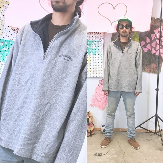 Vintage fleece sweatshirt gap grey 1990s 1980s quarter zip size large