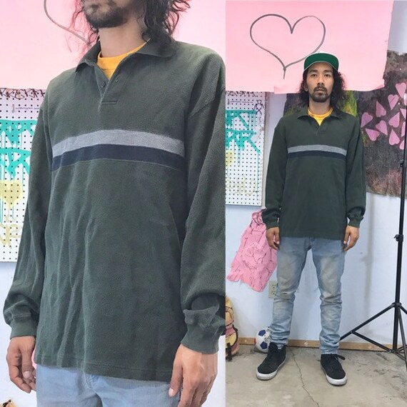 Vintage collar shirt polo green 1990s 1980s late 90's y2k