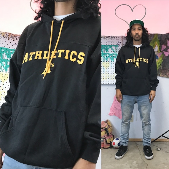 Vintage oakland a's athletics hoodie 1990s 1980s 80s 90s black sweatshirt size xl