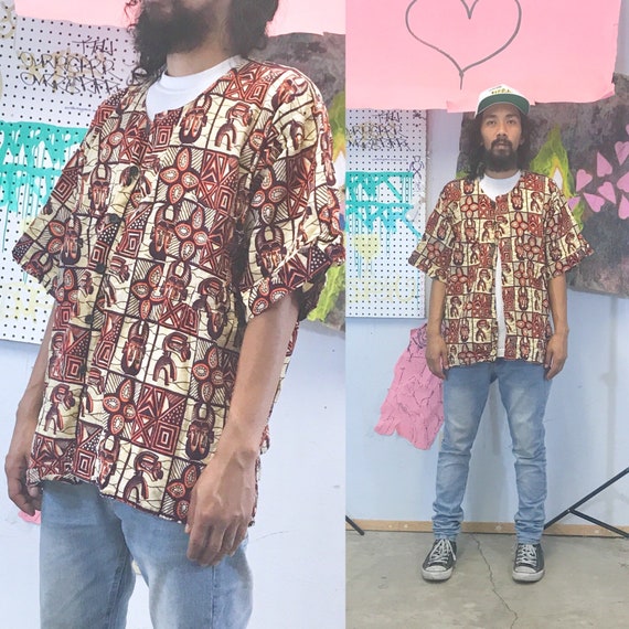 Vintage dashiki early 1990's all over print loud print 1980's african de la soul tribe called quest size medium