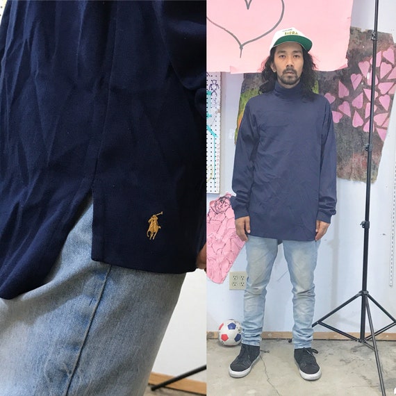 Vintage polo turtleneck sweatshirt blue navy size large 1990s