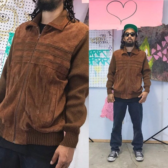 1980's leather acrylic jacket brown jacket moto ra