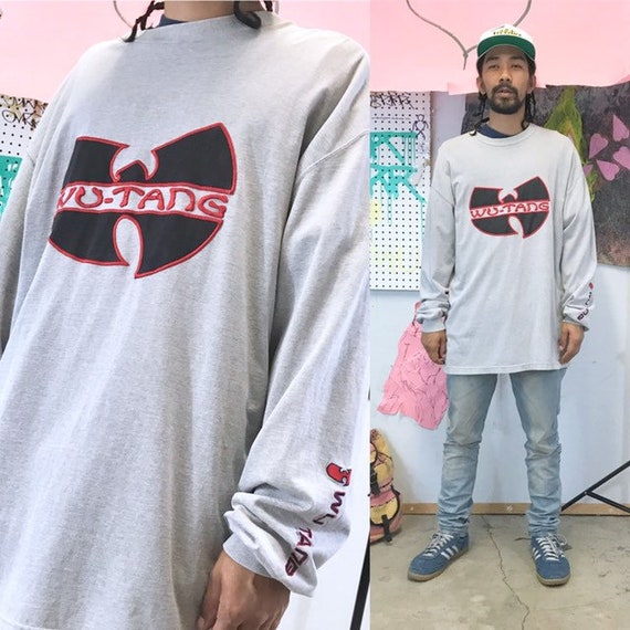 Vintage wu tang clan long sleeve shirt 1990s 1980s size xl grey wu shirt