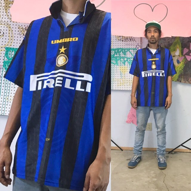 inter milan jersey size large striped 
