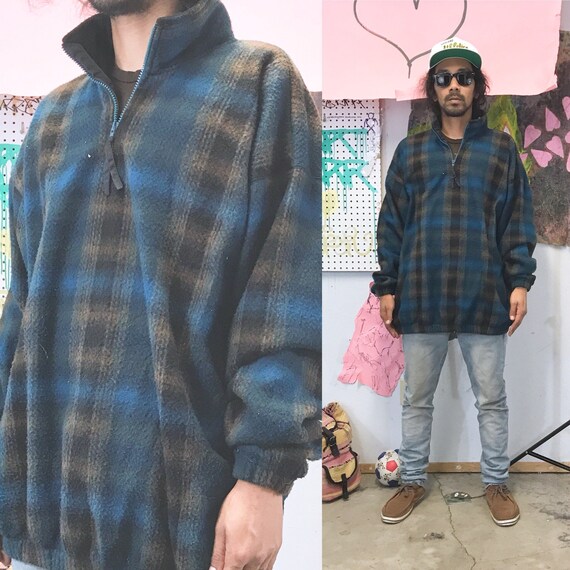 Vintage plaid fleece bugle boy 1990's 1980's size medium large grunge
