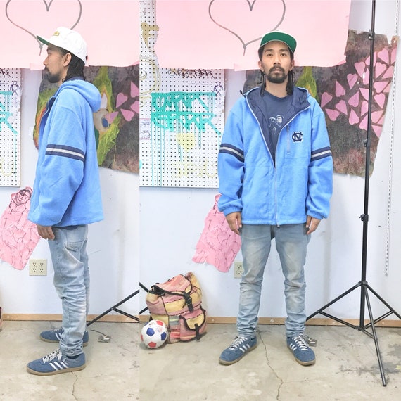 Vintage puffer jacket champion north carolina baby blue 1990s 1980s size xl