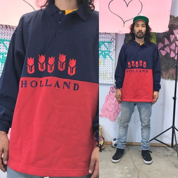 Vintage sweatshirt collared polo sweatshirt size xl 1990s 1980s 90s holland dutch netherlands