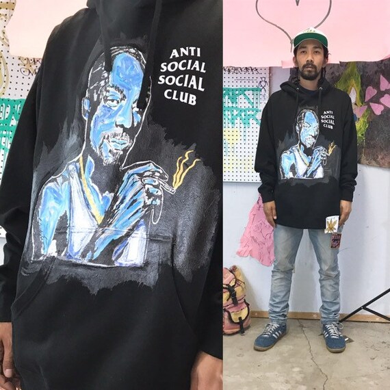 Hand-painted snoop dogg hoodie anti social social club size xl streetwear