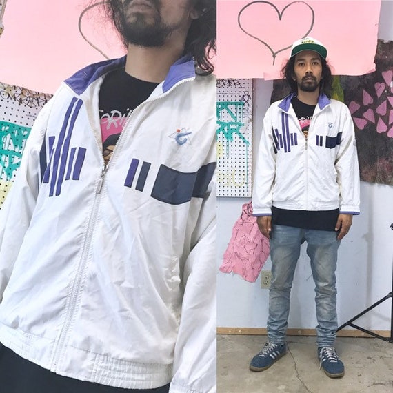 Vintage windbreaker jacket white purple size medium tennis