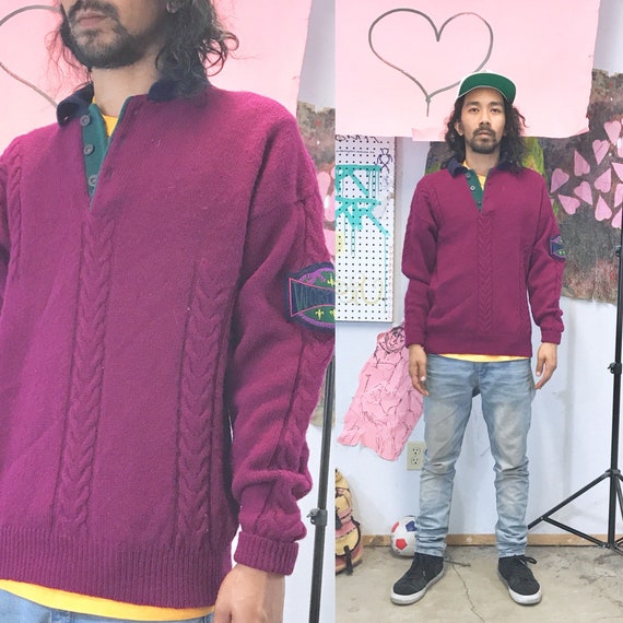 Vintage wool polo sweater the gap purple sweater 1990s 1980s size small