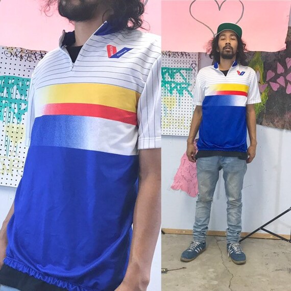 Vintage cycling jersey late 80's early 90's athletic size large 1990s