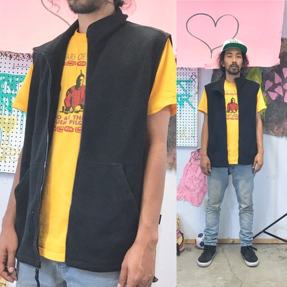 Vintage fleece vest black vest structure size large structure 1990s 1980s