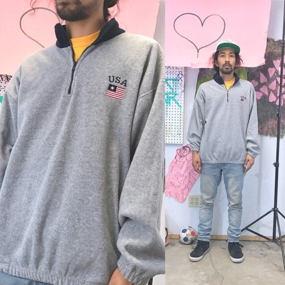 Vintage fleece sweatshirt usa 1990s 1980s size large grey