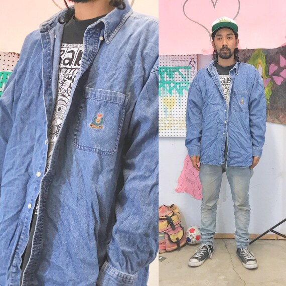 Vintage denim shirt size xl 1990s 1980s chaps ralph lauren