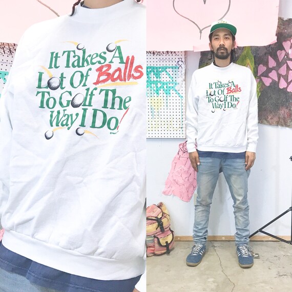 Vintage white sweatshirt golf golfing 1990s 1980s size xl