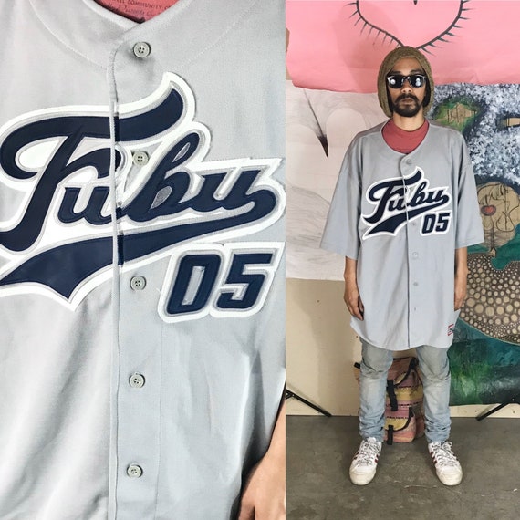Vintage Gray FUBU Baseball Jersey XXL 1990s 1980s