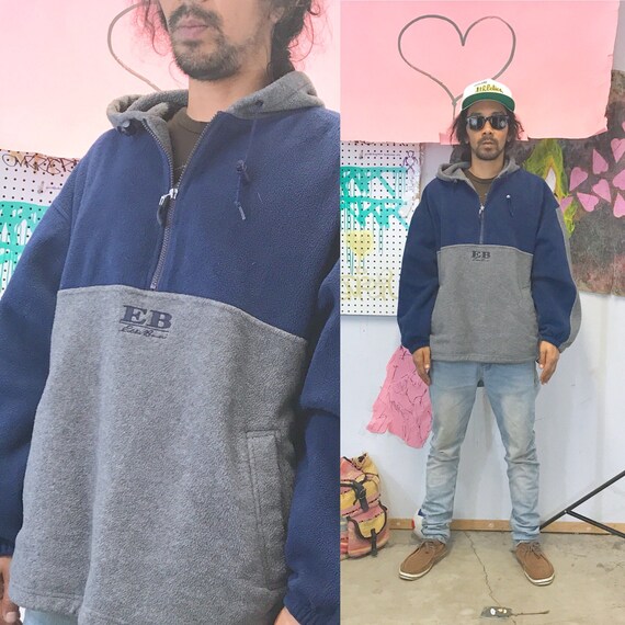 Vintage Eddie Bauer hoodie fleece sweatshirt size large late 1990s oversized hip hop tommy hilfiger