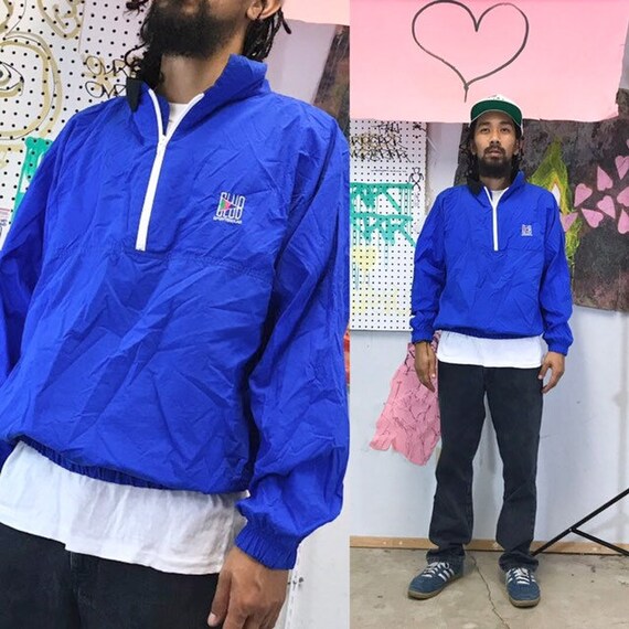 Vintage windbreaker jacket pullover blue collar 1990s 1980s 90s 80s