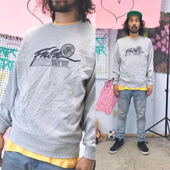 Vintage fubu sweatshirt grey embroidered y2k 1999 1990's 1980s size medium