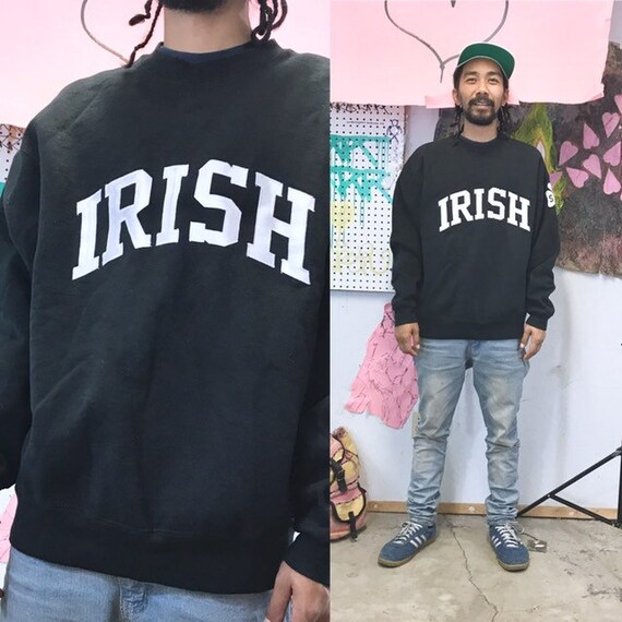 Vintage black sweatshirt IRISH crewneck fruit of the loom 1990s 1980s size large
