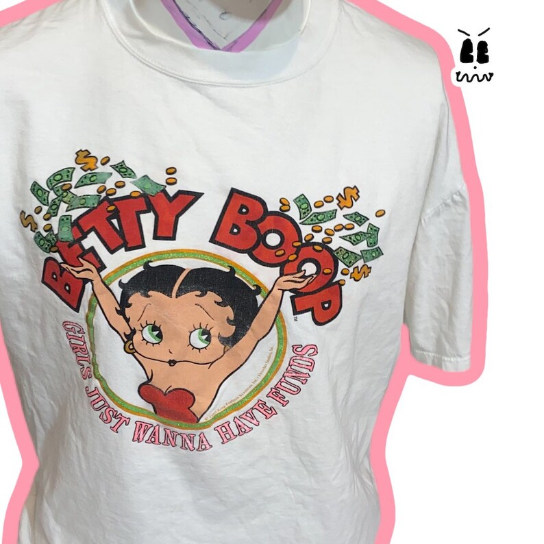 vintage betty boop tshirt 90s cropped white oversized