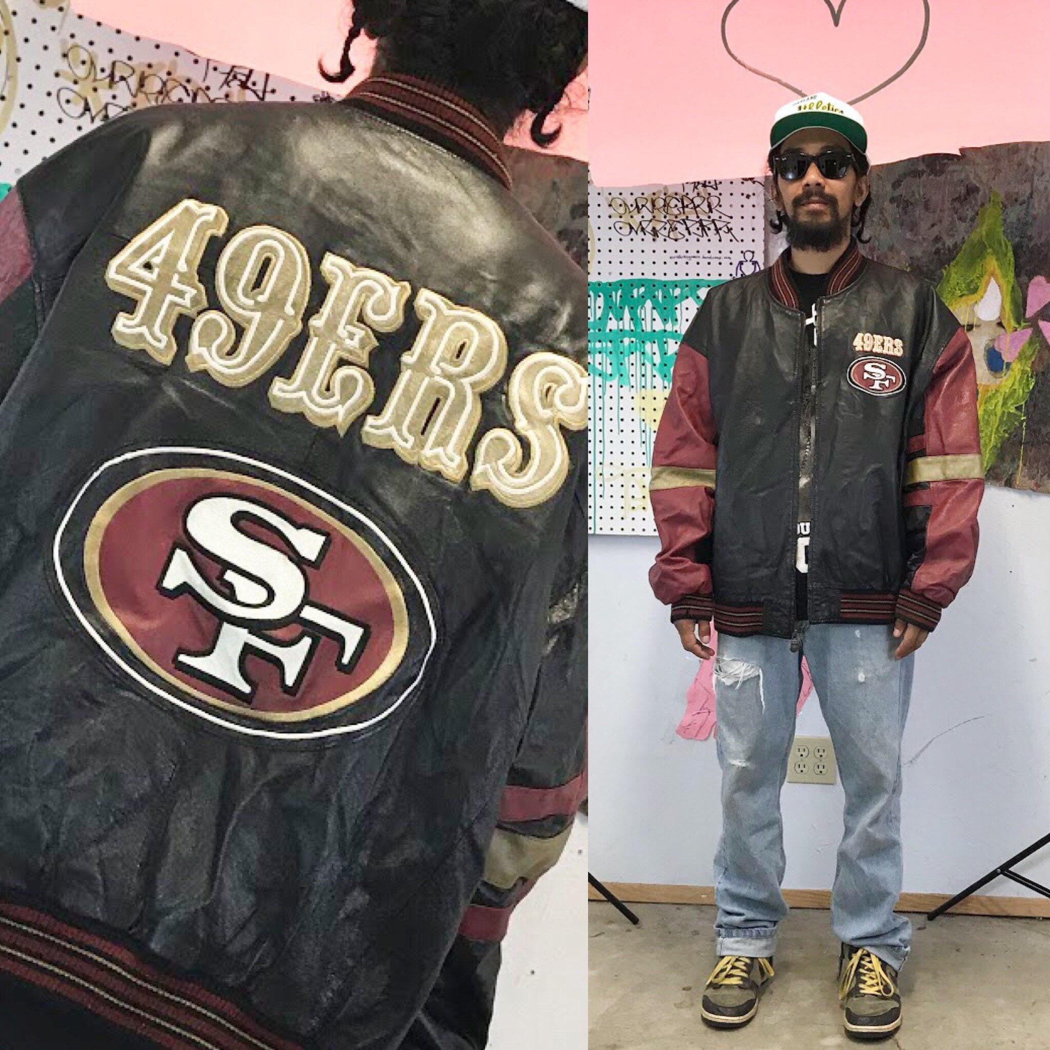 Vintage Leather Varsity Jacket San Francisco 49ers 1990s