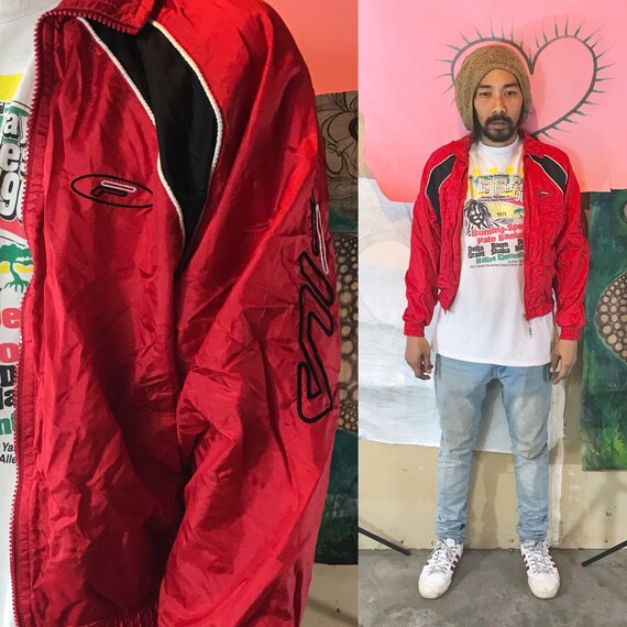 Vintage Fila Track Nylon Jacket Red Small 1990s 1980s