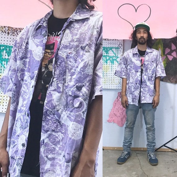 Vintage all over print shirt gotcha surfing skating 1990s 1980s purple size xl