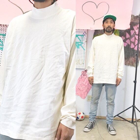 Vintage mock turtleneck sweatshirt size large eddie Bauer cream off white 1990s 1980s