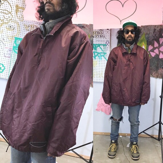 Vintage aeropostale burgundy y2K skater windbreaker size large half zip