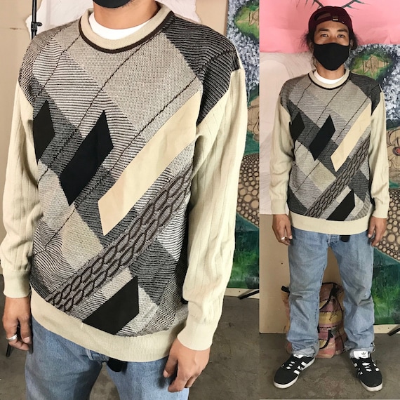 Vintage Wool Sweater by Franco Ponti Brown Large 1990s 1980s