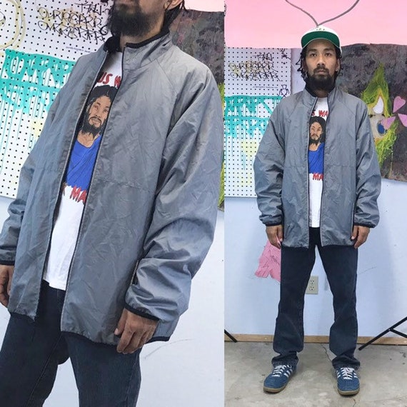 Vintage windbreaker jacket inner lining grey minimal 1990s 1980s 90s 80s
