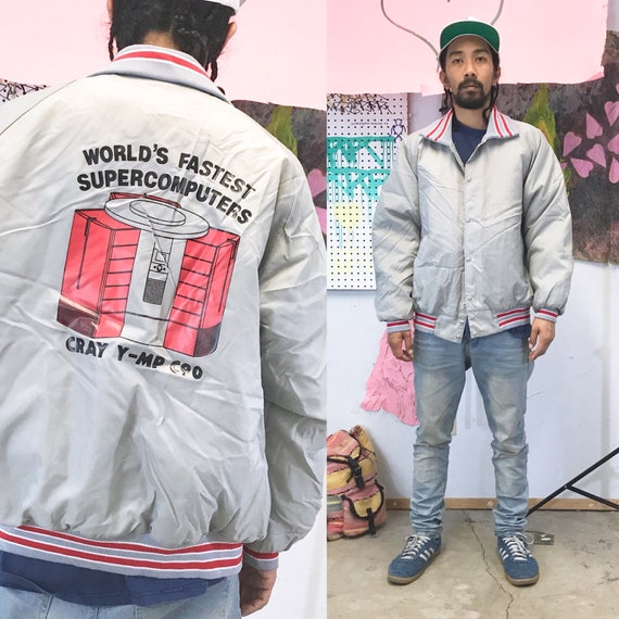 Vintage 1980's coach jacket supercomputers early computer 1990s early tech industry size large