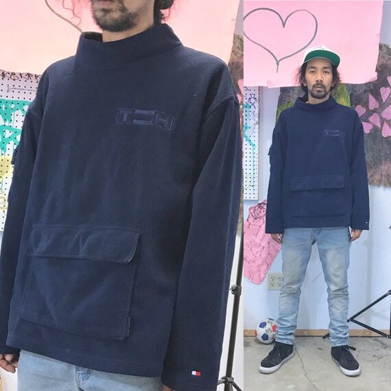 Vintage tommy hilfiger blue fleece size large 1990s 1980s pullover